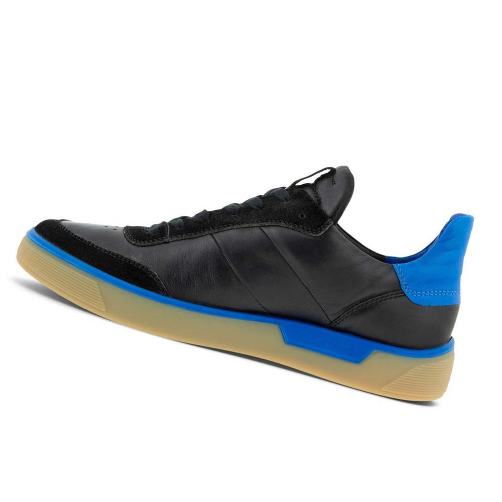 Men's Ecco Street Tray M Laced Casual Shoes Black / Blue | USA 496AHK